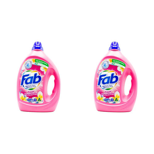 2PK Fab 2L Laundry Liquid Fresh Frangipani Front & Top Loader Stain Remover