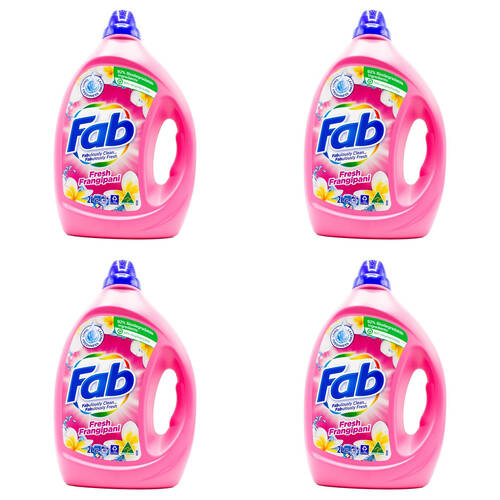 4PK Fab 2L Laundry Liquid Fresh Frangipani Front & Top Loader Stain Remover