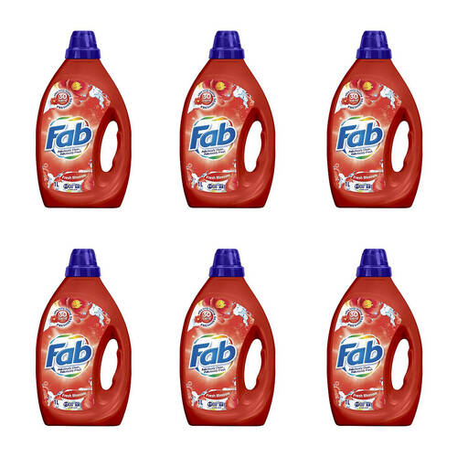6PK Fab Laundry Liquid Fabric Detergent 1L - Fresh Blossoms Scent
