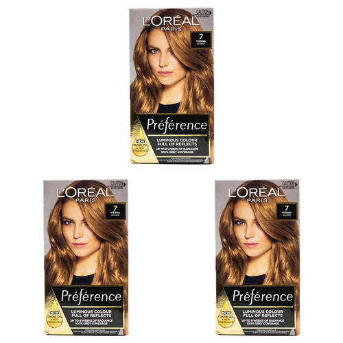 3PK Loreal Superior Preference Permanent Hair Colour 7 Vienna Dark Blonde