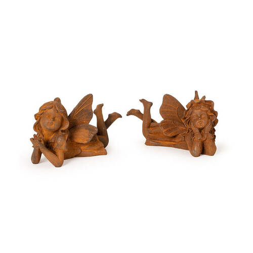 A.FRESCO Cast Iron Fairy Sculpture Set Rust 25.5x13cm - Assorted