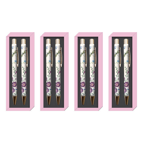 4x 2pc Gibson Gifts Wild Harmony Pen Stationery Writing Set - Pink