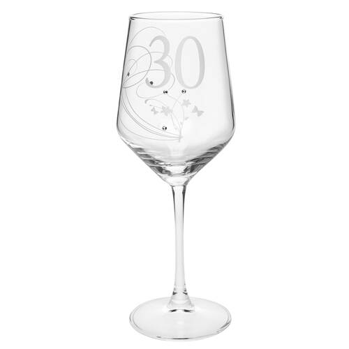 Gibson Gifts 30 Birthday Crystal Wine Glass - Clear