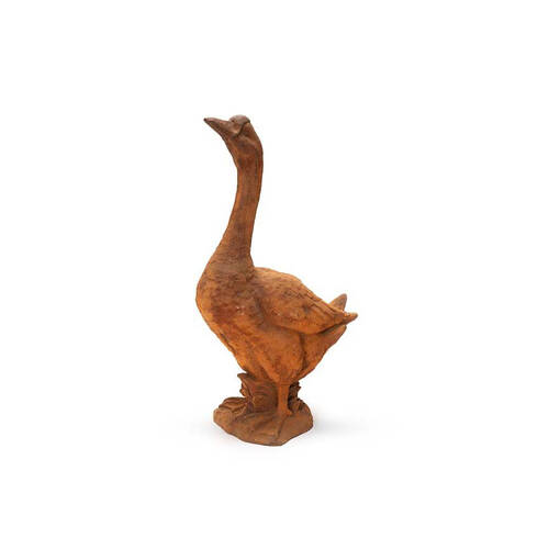 A.FRESCO Cast Iron Goose Head Up Garden Statue 42x75cm - Rust