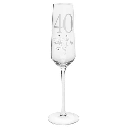 Gibson Gifts 40 Birthday Crystal Champagne Glass - Clear