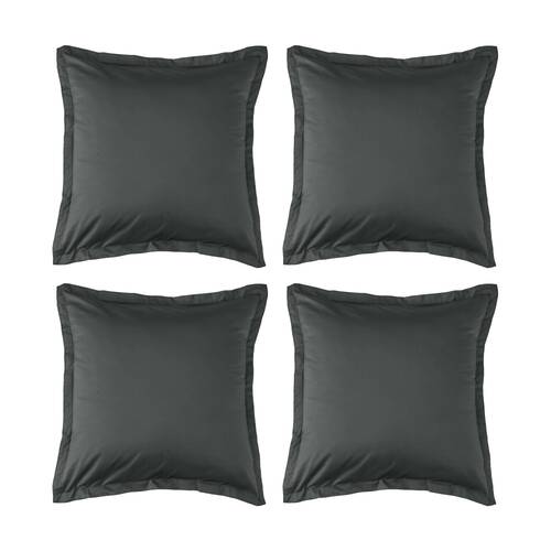 4PK Grosvenor House 500TC Egyptian Cotton Tailored European Pillowcase Charcoal