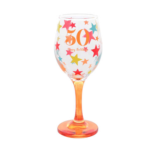 Gibson Gifts 50 Birthday Party Wine Glass Drinkware - Orange