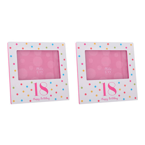 2PK Gibson Gifts Birthday Party 18 Photo Frame 6x4'' Decor - Pink