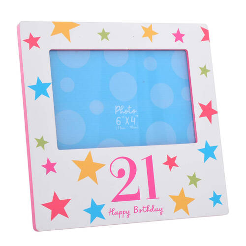 Gibson Gifts Birthday Party 21 Photo Frame 6x4'' Decor - Blue