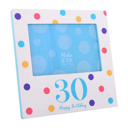 Gibson Gifts Birthday Party 30 Photo Frame 6x4'' Decor - Blue