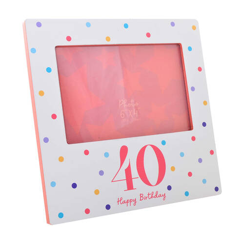 Gibson Gifts Birthday Party 40 Photo Frame 6x4'' Decor - Pink
