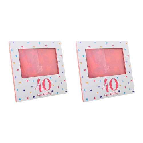 2PK Gibson Gifts Birthday Party 40 Photo Frame 6x4'' Decor - Pink