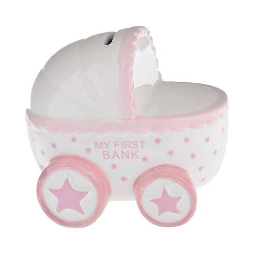Gibson Gifts Ceramic Baby/Infant Pram Money Box Coin Storage