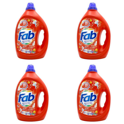 4PK Fab 2L Laundry Liquid Fresh Blossoms Front & Top Loader Stain Remover