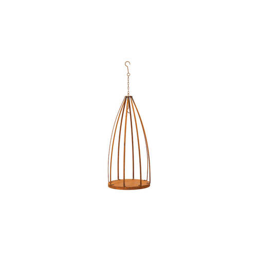 Flat Bar Metal Hanging Birdcage Home/Garden/Patio Decor 75x35cm Rust