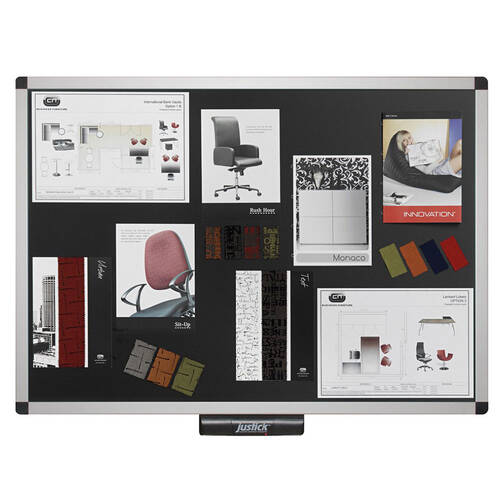 Justick Electro Adhesion 600x900mm Notice Board Black