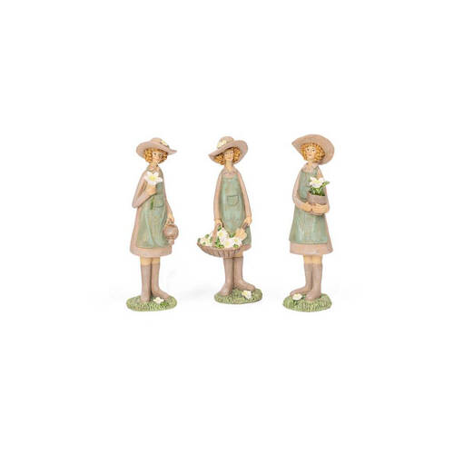 3pc Lady Gardener Resin Figurine/Statues Home Decor