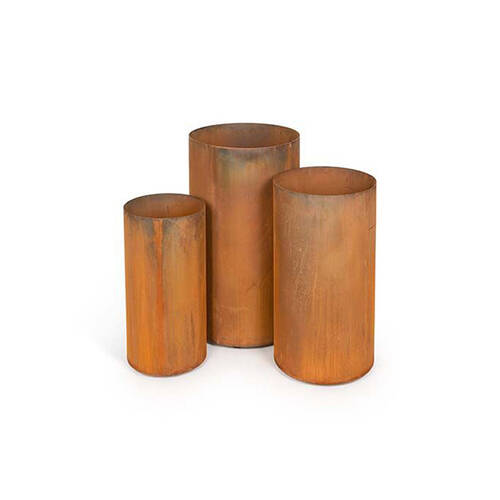 3pc A.FRESCO Corten Steel Pedestal Plant Display Stand - Rust