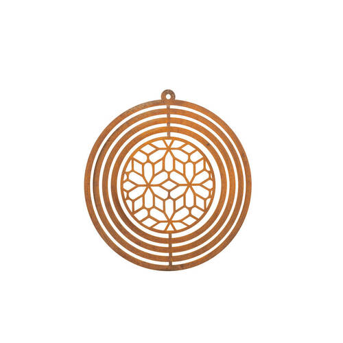 A.FRESCO Corten Steel Geometric Wind Spinner Hanging 35cm - Rust