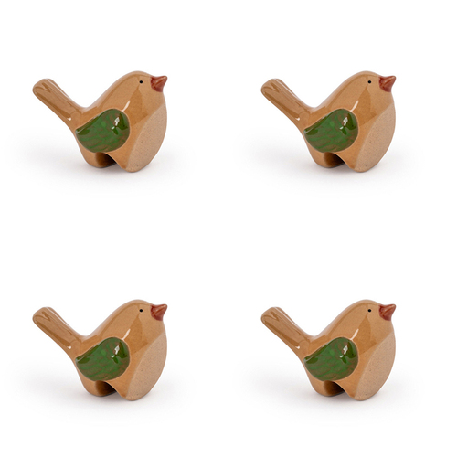 4PK Decorative Stoneware Bird Singing Potter 25cm Sculpture Decor