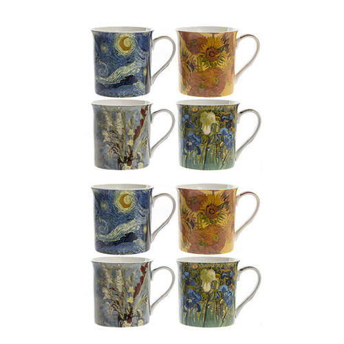 2x 4pc Gibson Gifts Fine China Artists Beverage Mugs Gift Box