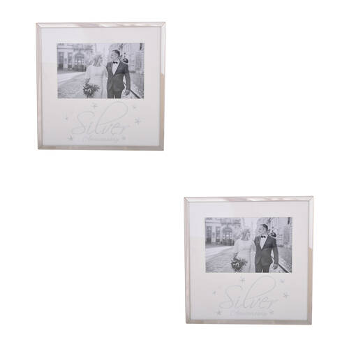 2PK Gibson Gifts Silver Anniversary 6x4 Keepsake Memory Photo Frame Holder