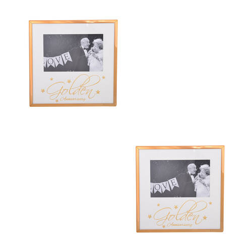 2PK Gibson Gifts Golden Anniversary 6x4 Keepsake Memory Photo Frame Holder