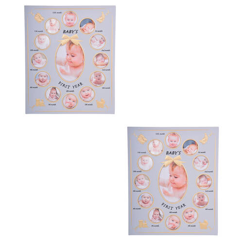 2PK Gibson Gifts First Year Collage Keepsake Memory Photo Frame Blue