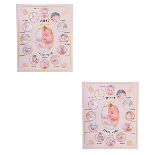 2PK Gibson Gifts First Year Collage Keepsake Memory Photo Frame Pink