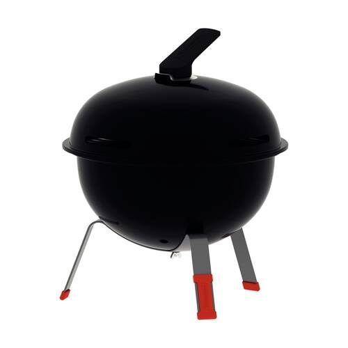 Tramontina Portable Charcoal BBQ Grill Enamelled Lid Stainless Grate 44cm