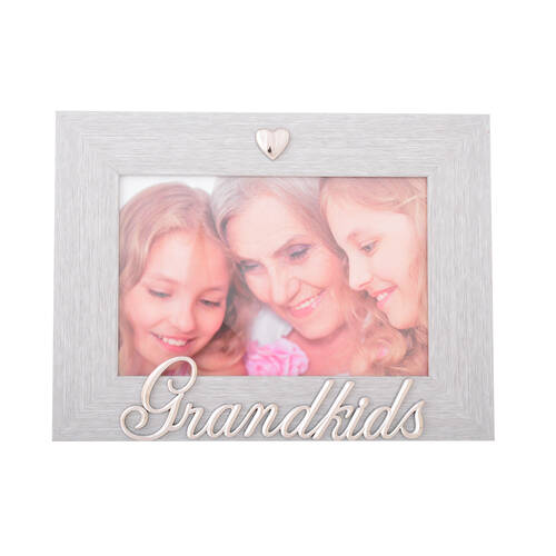 Gibson Gifts Silver Heart Grandkids 6x4 Keepsake Memory Photo Frame Holder