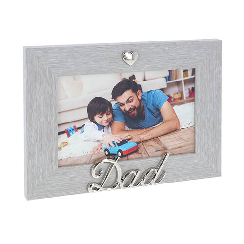 Gibson Gifts Silver Heart Dad 6x4 Keepsake Memory Photo Frame Holder