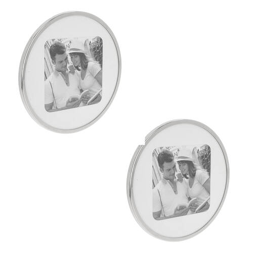 2PK Gibson Gifts Silver Curve Round 4x4 Keepsake Memory Photo Frame Holder