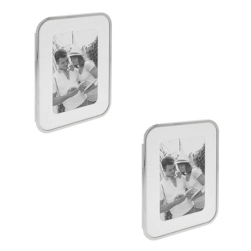 2PK Gibson Gifts Silver Curve 4x6 Keepsake Memory Photo Frame Holder