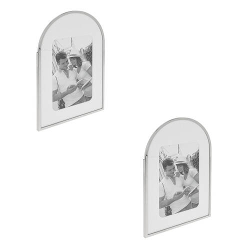 2PK Gibson Gifts Silver Curve Arch 4x6 Keepsake Memory Photo Frame Holder