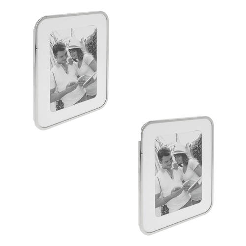 2PK Gibson Gifts Silver Curve 5x7 Keepsake Memory Photo Frame Holder