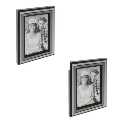 2PK Gibson Gifts Grey Shades Epoxy 4x6 Keepsake Memory Photo Frame Holder