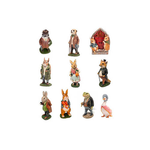 10pc Animals Characters Home/Garden Figurine Decor Set