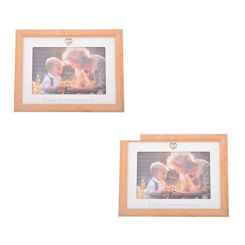 2PK Gibson Gifts Bamboo Heart Nan 6x4 Keepsake Memory Photo Frame Holder