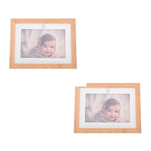 2PK Gibson Gifts Bamboo Heart Daughter 6x4 Keepsake Memory Photo Frame Holder