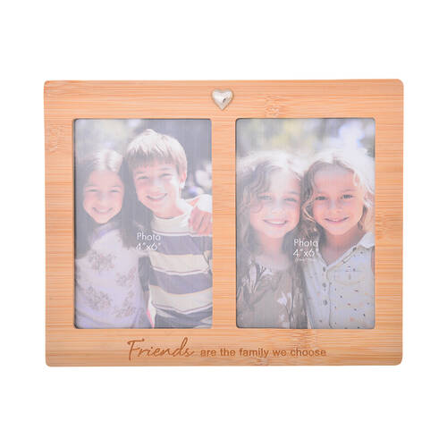 Gibson Gifts Bamboo Friends Double 4x6 Keepsake Memory Photo Frame Holder