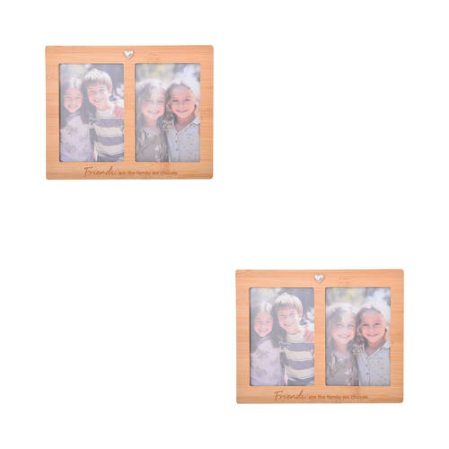 2PK Gibson Gifts Bamboo Friends Double 4x6 Keepsake Memory Photo Frame Holder