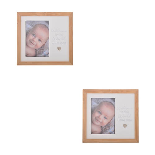 2PK Gibson Gifts Bamboo Welcome 4x6 Keepsake Memory Photo Frame Holder
