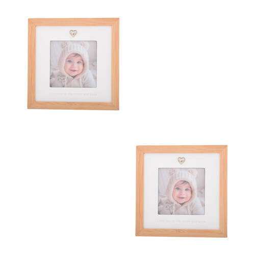 2PK Gibson Gifts Bamboo Heart Love 4x4 Keepsake Memory Photo Frame Holder