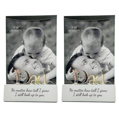 2PK Gibson Gifts Silver Sentiment Dad Photo Frame 4x6'' Decor
