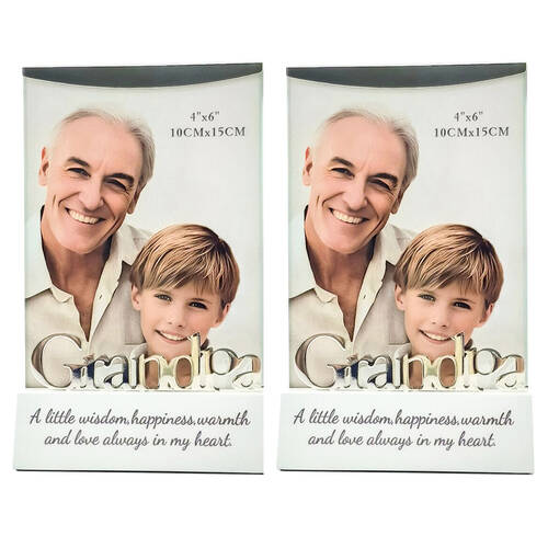 2PK Gibson Gifts Silver Sentiment Grandpa Photo Frame 4x6''