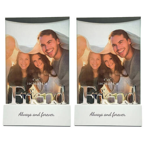 2PK Gibson Gifts Silver Sentiment Friend Photo Frame 4x6'' Decor