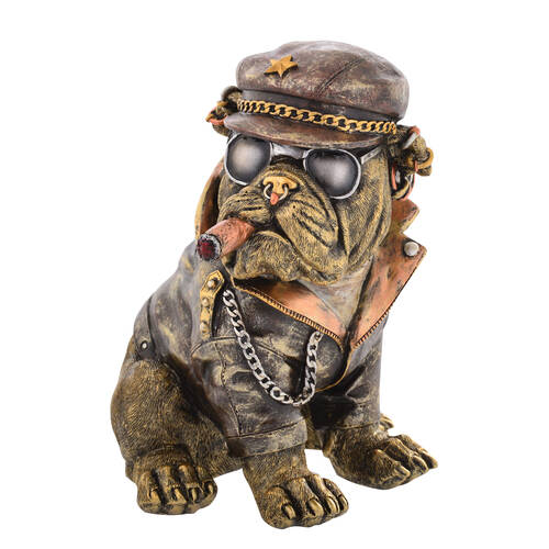 Gibson Gifts Dudes Biker Bulldog Resin Figurine Home Decor 21.5cm - Bronze