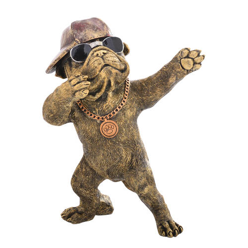 Gibson Gifts Dudes Rapper Bulldog Resin Figurine Home Decor 28cm - Bronze