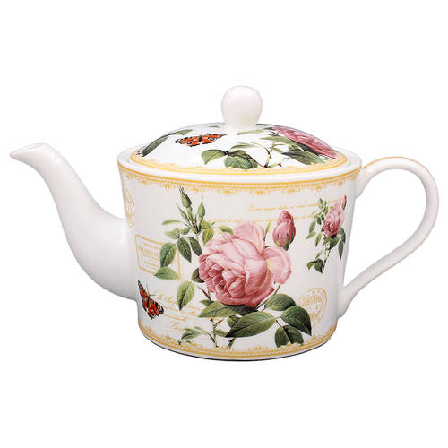 Gibson Gifts Redoute Rose Fine China Tea Pot Serveware